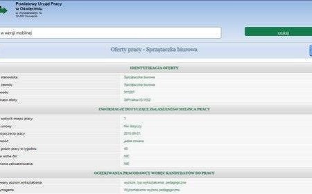 POWIAT. Praca dla sprzątaczki z wykształceniem wyższym pedagogicznym. PUP przeprasza