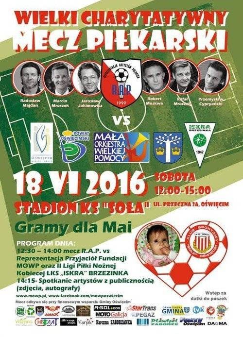 OŚWIĘCIM. Piłkarski pojedynek z udziałem gwiazd na rzecz chorej Mai