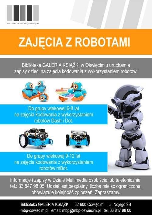 OŚWIĘCIM. Z robotami za pan brat. Zapisz dziecko na inspirujące zajęcia w książnicy