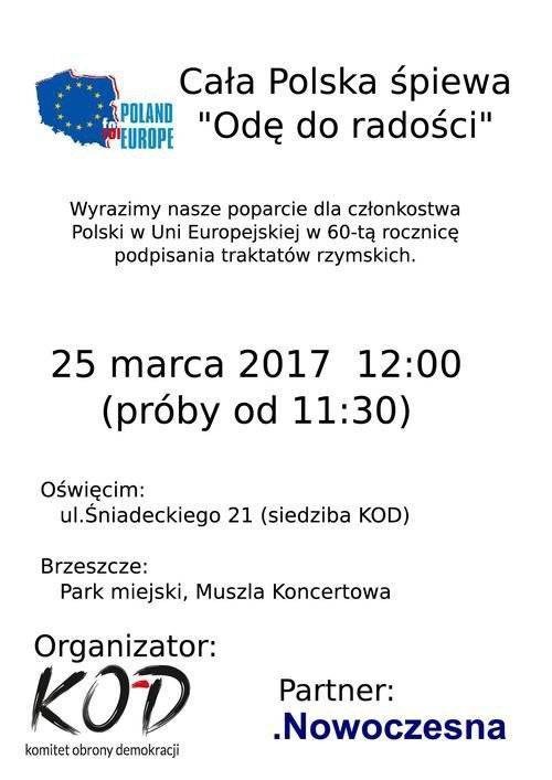 POWIAT. W południe wspólnie odśpiewają hymn Unii Europejskiej