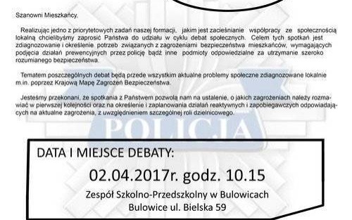 BULOWICE. Mieszkańcy porozmawiają z policjantami o bezpieczeństwie