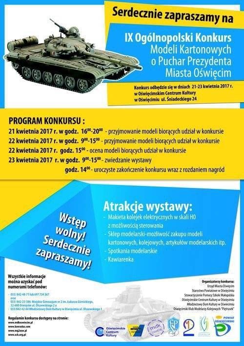 MODELARSTWO. Przyjdź do Oświęcimskiego Centrum Kultury. To już dziewiąta edycja ogólnopolskiego konkursu modeli kartonowych