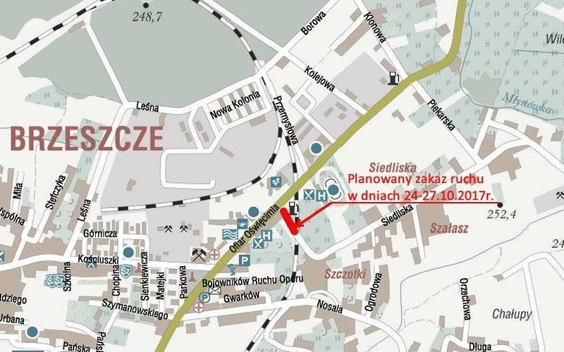 BRZESZCZE. Fragment ul. Siedliska zamknięty przez cztery dni