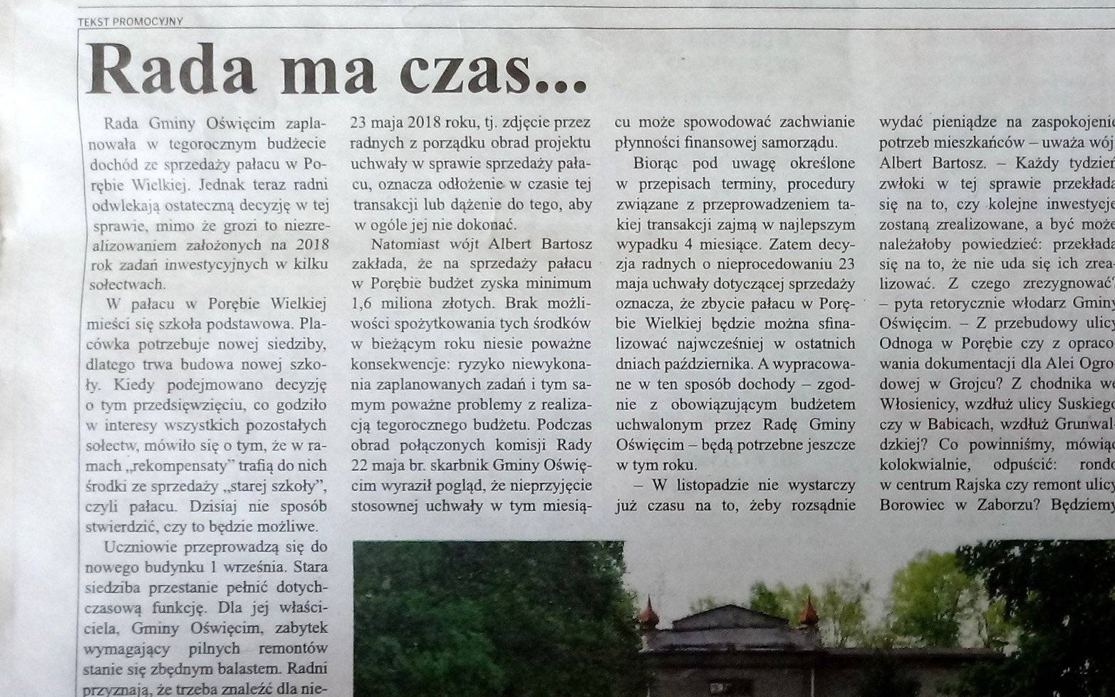 GMINA OŚWIĘCIM. Wójt wykupił reklamę w "Krakowskiej", by dowieść swoich racji