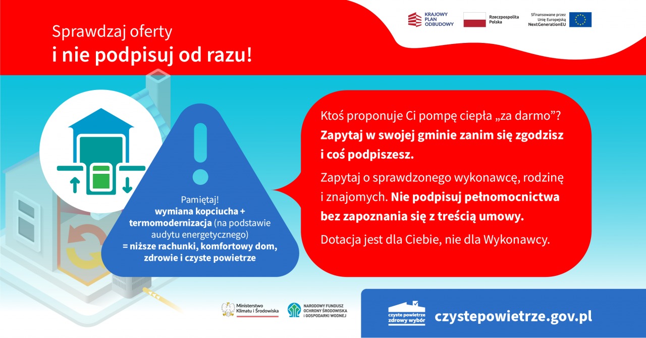 Uwaga na nieuczciwe firmy powołujące się na programy „Czyste Powietrze”, „Mój Prąd” i „Moje Ciepło”
