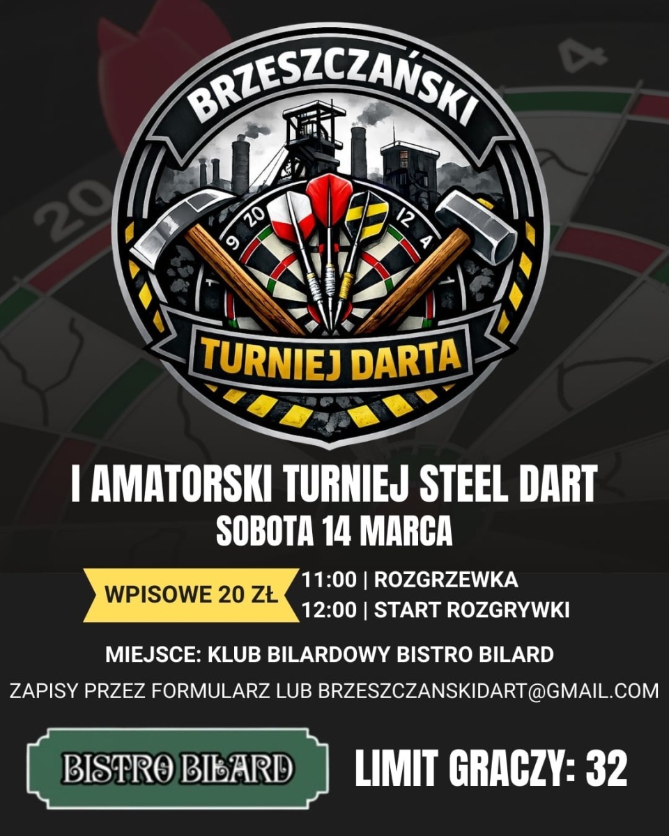 I Brzeszczański Amatorski Turniej Steel Dart już w sobotę.