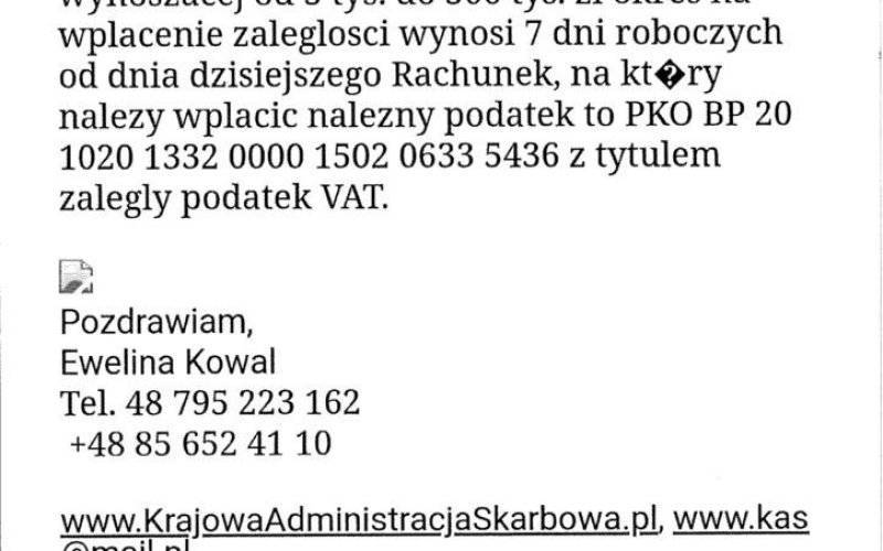 Urząd Skarbowy ostrzega: Uwaga na fałszywe maile z wezwaniem do zapłaty - InfoBrzeszcze.pl