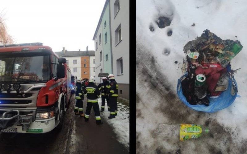 Pożar ,,kosza na śmieci" w mieszkaniu przy ul.Żwirki i Wigury w Brzeszczach - InfoBrzeszcze.pl