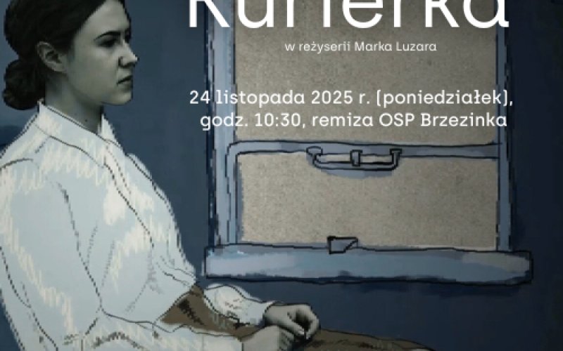 Projekcja filmu dokumentalnego „Kurierka” w sali OSP Brzezinka