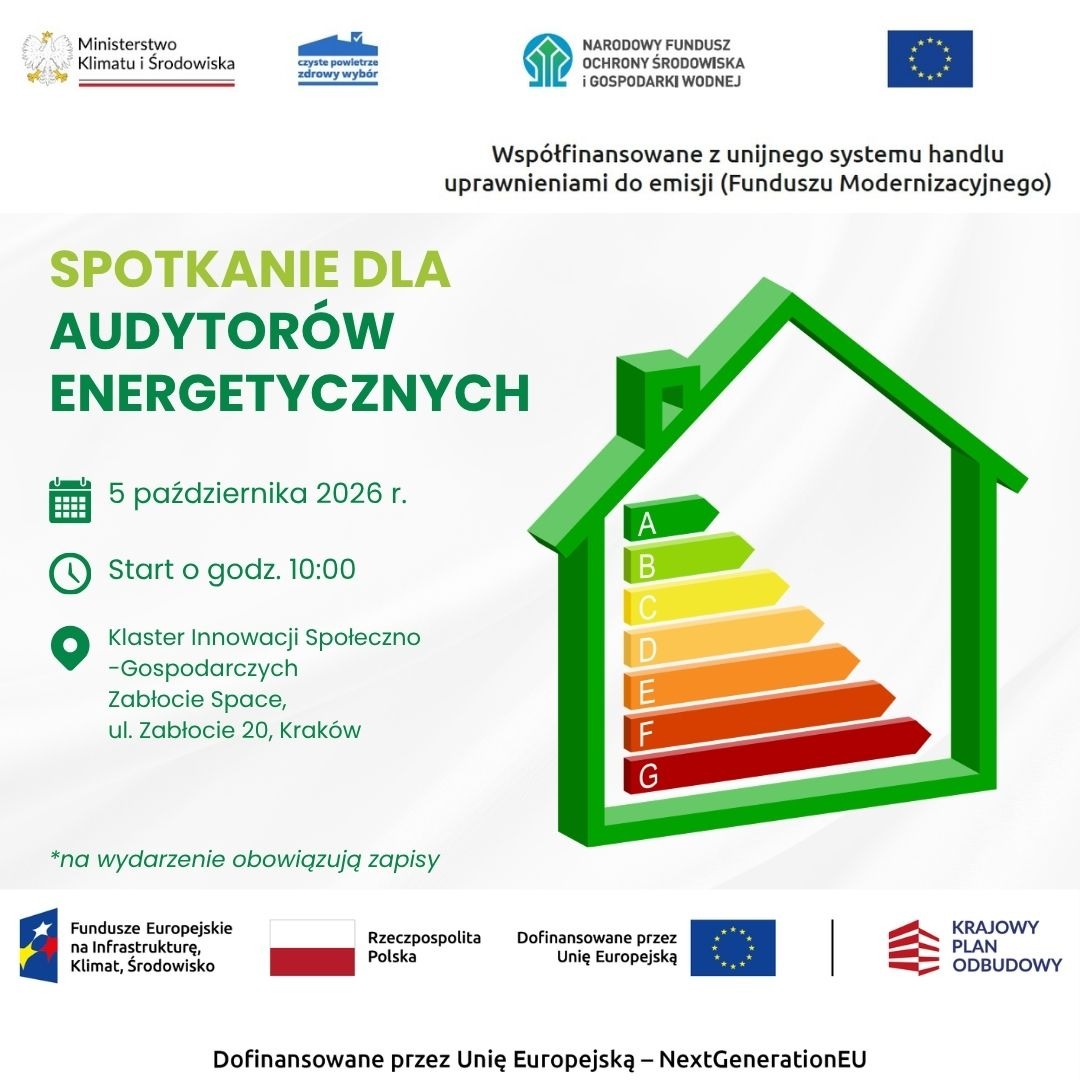 Spotkanie dla audytorów – „Audyty energetyczne w programie priorytetowym Czyste Powietrze”