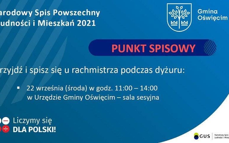Przyjdź i spisz się u rachmistrza podczas dyżuru w Urzędzie Gminy Oświęcim.
