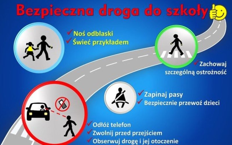 Powiat oświęcimski. Akcja „Bezpieczna droga do szkoły 2023”. Policjanci, nauczyciele i rodzice przypomną dzieciom jak bezpiecznie poruszać się po drogach.
