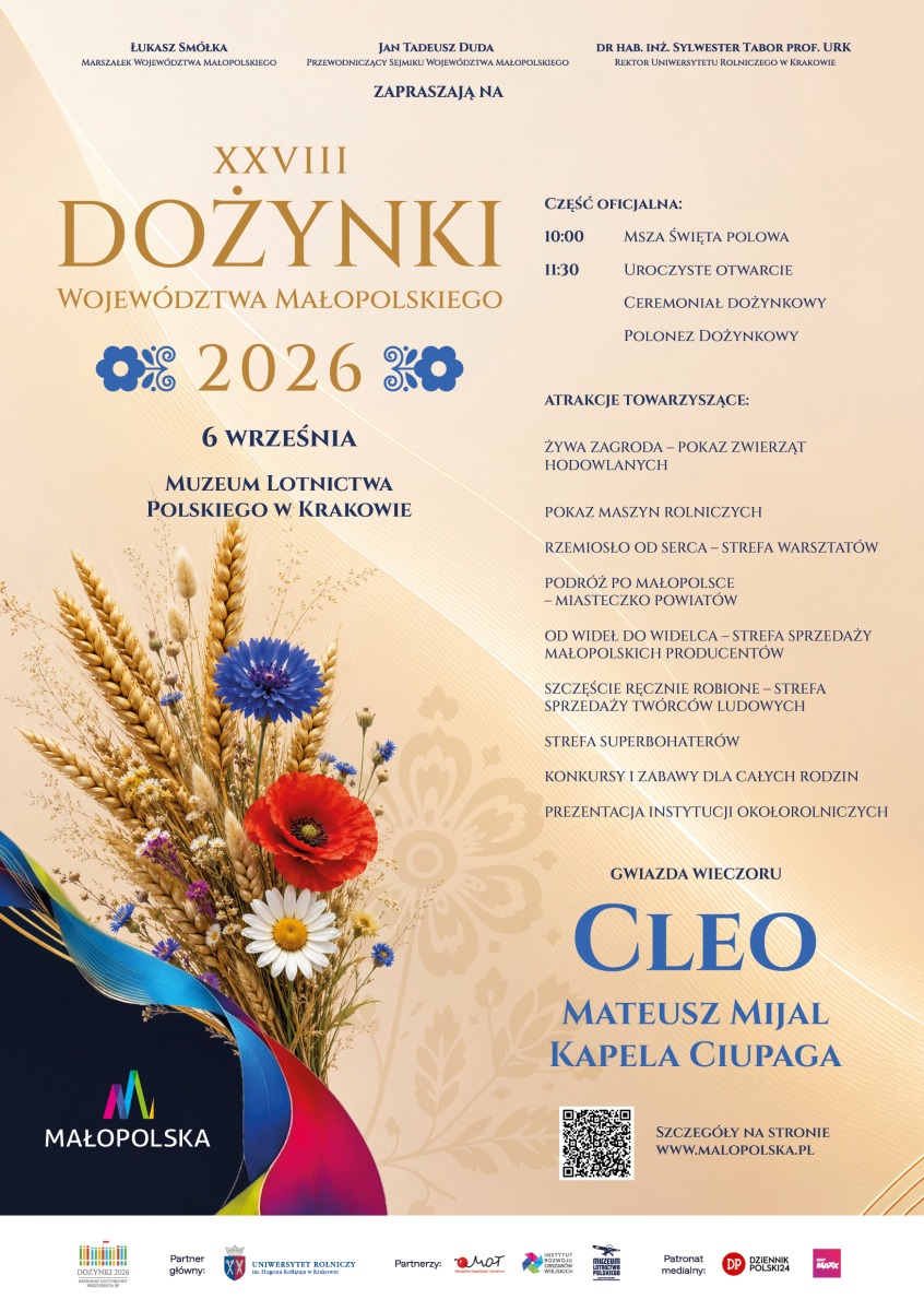 Zaproszenie na XXVIII Dożynki Województwa Małopolskiego 2026