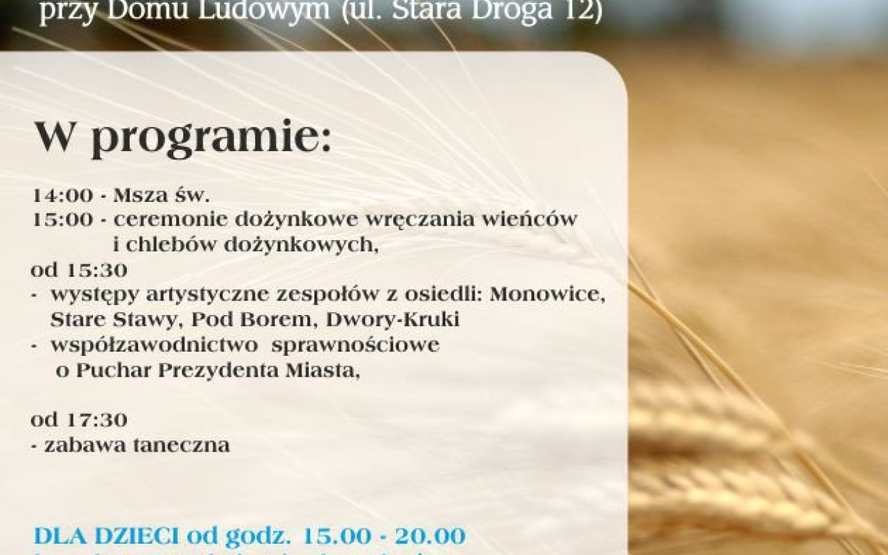 Zaproszenie na Święto Plonów do Monowic