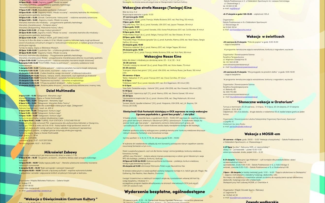 Oświęcim. Z nami nuda się nie uda! Oferta na wakacje w mieście