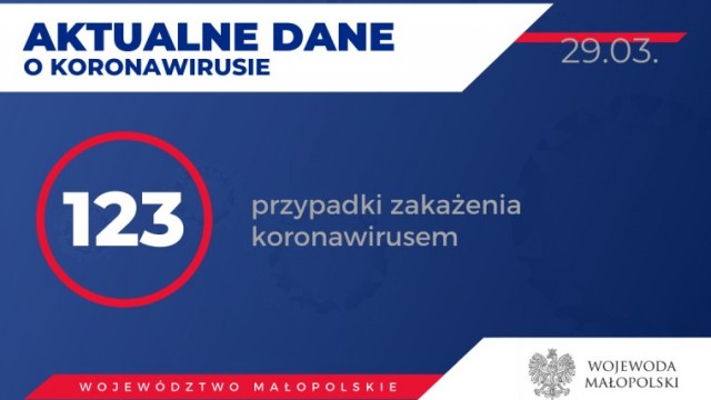 123 zakażonych koronawirusem w Małopolsce. Stan na 29 marca