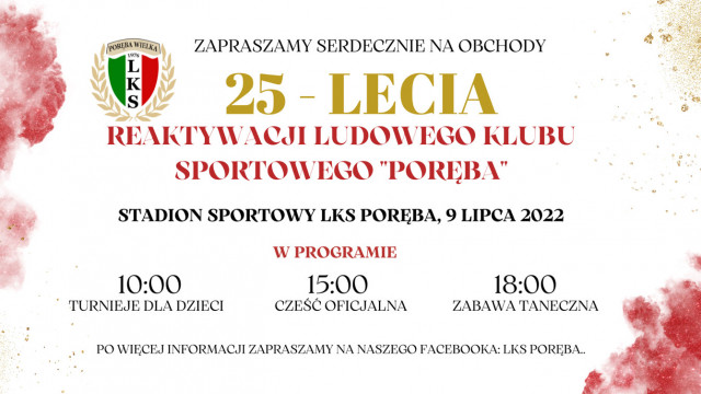 25-lecie reaktywacji LKS Poręba już w sobotę