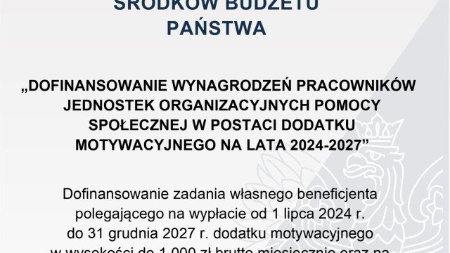 Dofinansowanie wynagrodzeń pracowników jednostek organizacyjnych pomocy społecznej