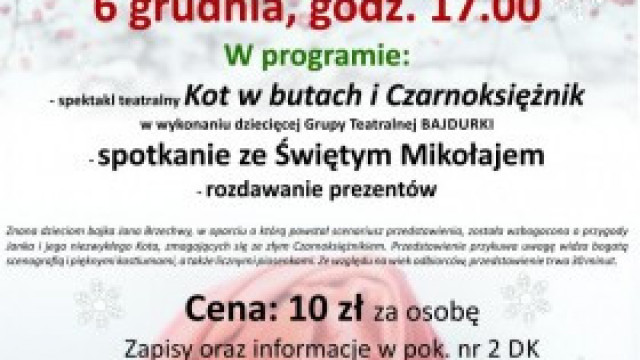 Dom Kultury w Kętach zaprasza na spotkanie ze Świętym Mikołajem