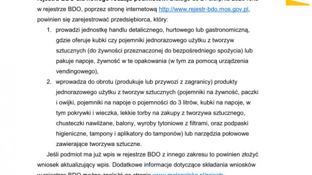 Informacja Departamentu Środowiska Urzędu Marszałkowskiego Województwa Małopolskiego