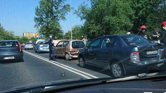 Karambol na moście Jagiellońskim. Korki w Oświęcimiu