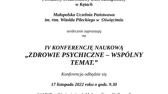 Konferencja naukowa o zdrowiu psychicznym