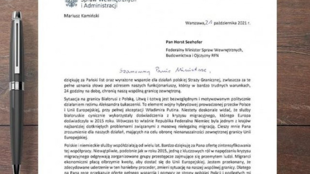 MSWiA. List Ministra Mariusza Kamińskiego do Horsta Seehofera, Federalnego Ministra Spraw Wewnętrznych, Budownictwa i Ojczyzny RFN