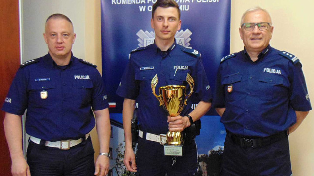 Mundurowy z Oświęcimia na podium konkursu Policjant Ruchu Drogowego