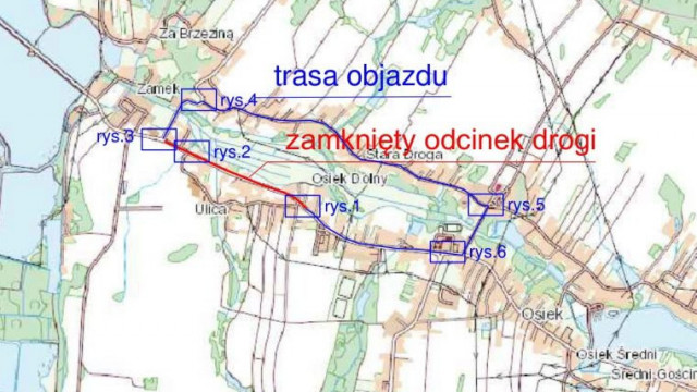 Od 3 listopada zamknięty odcinek drogi powiatowej (ul. Główna) w Osieku