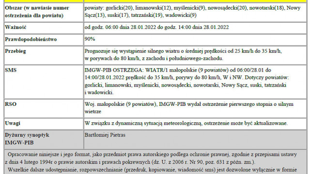 Ostrzeżenie meteorologiczne-Oblodzenie/1