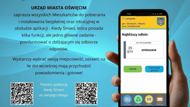 OŚWIĘCIM. Darmowa aplikacja „Kiedy śmieci” dostępna dla mieszkańców miasta