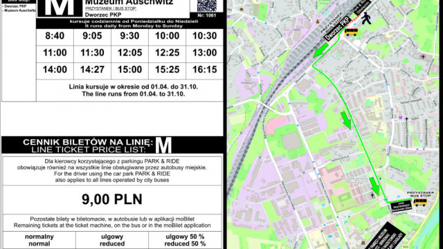 Oświęcim. Od 21 sierpnia przystanek końcowy linii M będzie w Centrum Obsługi Odwiedzających Muzeum Auschwitz