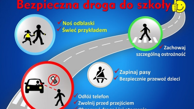 Powiat oświęcimski. Akcja „Bezpieczna droga do szkoły 2023”. Policjanci, nauczyciele i rodzice przypomną dzieciom jak bezpiecznie poruszać się po drogach.