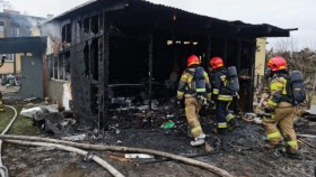 Pożar budynku gospodarczego w Kętach