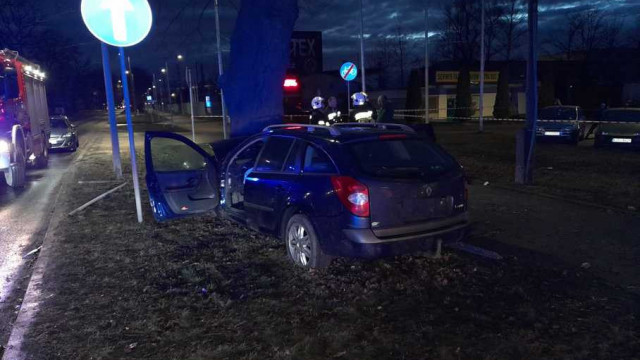 Renault uderzył w drzewo. Cztery osoby ranne – FOTO