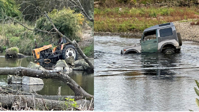 Terenówka i ciągnik rolniczy utknęły w rzece Sole. Kierowca suzuki z mandatem karnym – FOTO!