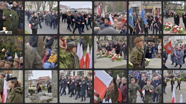 Tłumy na uroczystościach niepodległościowych w Oświęcimiu – biało-czerwona parada i hołd bohaterom