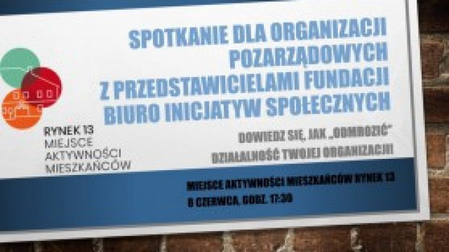 &quot;Trzynastka&quot; zaprasza na potkanie z przedstawicielami Fundacji Biuro Inicjatyw Społecznych z Krakowa