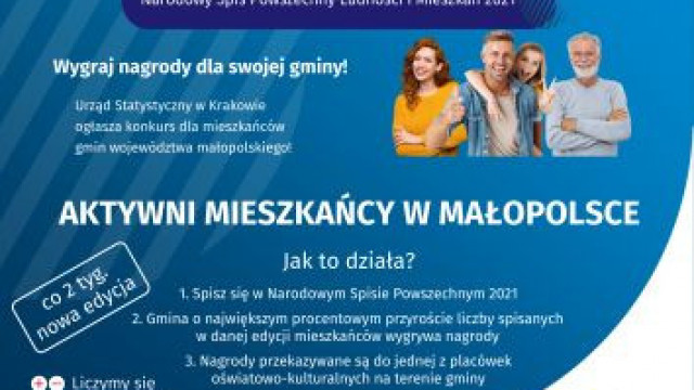 Urząd Statystyczny w Krakowie ogłasza konkurs dla mieszkańców gmin województwa małopolskiego „Aktywni mieszkańcy w Małopolsce&quot;