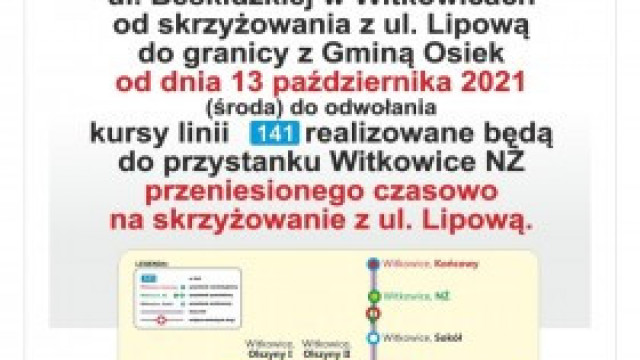 Uwaga! Zmiana organizacji ruchu w Witkowicach!