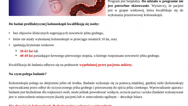 W szpitalu ruszył bezpłatny program badań przesiewowych raka jelita grubego - InfoBrzeszcze.pl