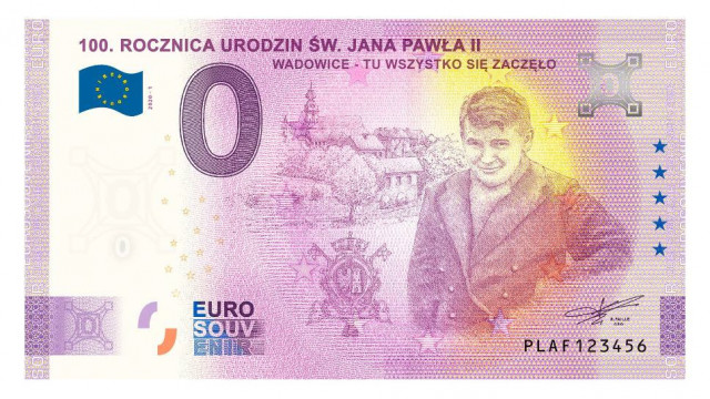 W Wadowicach zrobili banknoty z JP II o nominale 0 euro
