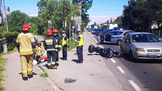 Wypadek na DK44 w Babicach. Poszkodowany motocyklista