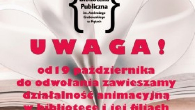 Zawieszona działalność animacyjna w bibliotece