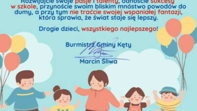 Życzenia Burmistrza Gminy Kęty z okazji Dnia Dziecka