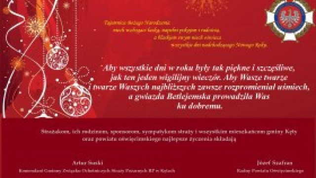 Życzenia na Boże Narodzenie od Komendanta Gminnego ZOSP RP w Kętach