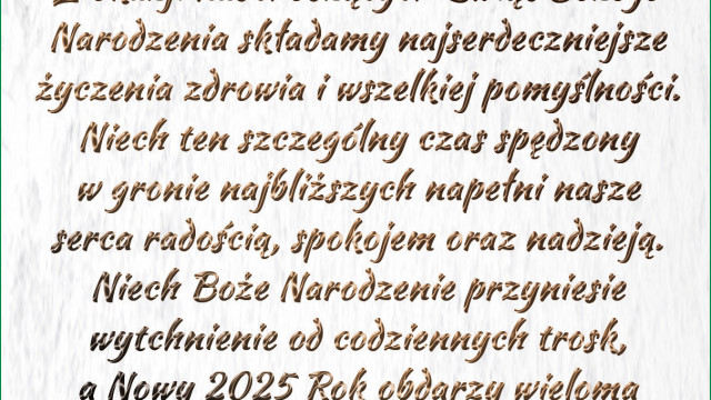 Życzenia z okazji Świąt Bożego Narodzenia