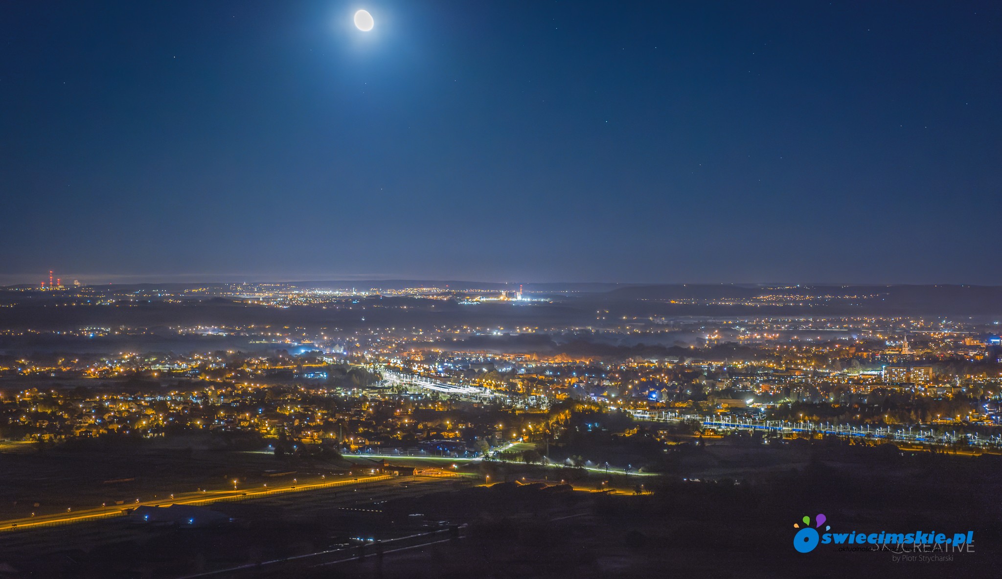 Panorama Oświęcimia widziana z okolic Pław